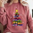 Teacher Crayon Christmas Tree Lights Student School Xmas Comfort Colors Sweatshirt Crimson