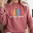 Teacher Of The Deaf ASL Teacher & Deaf Awareness Comfort Colors Sweatshirt Crimson Teacher Of The Deaf ASL Teacher & Deaf Awareness Comfort Colors Sweatshirt Crimson