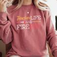Teacher And Firefighter Wife Shirt Teacher Life Fire Wife Comfort Colors Sweatshirt Crimson