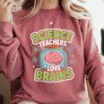 Teacher Halloween Costume Science Teachers Love Brains Comfort Colors Sweatshirt Crimson