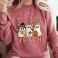 Teacher Halloween Trick Or Teach Cute Ghost Coffee Pumpkins Comfort Colors Sweatshirt Crimson Teacher Halloween Trick Or Teach Cute Ghost Coffee Pumpkins Comfort Colors Sweatshirt Crimson