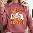 Teacher Halloween Trick Or Teach Retro Groovy Floral Ghost Comfort Colors Sweatshirt Crimson Teacher Halloween Trick Or Teach Retro Groovy Floral Ghost Comfort Colors Sweatshirt Crimson