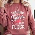 This Teacher Loves Her Flock Flamingo Teacher Class Comfort Colors Sweatshirt Crimson This Teacher Loves Her Flock Flamingo Teacher Class Comfort Colors Sweatshirt Crimson