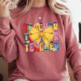 Teacher Pencil Coquette Bow Back To School Teacher Comfort Colors Sweatshirt Crimson Teacher Pencil Coquette Bow Back To School Teacher Comfort Colors Sweatshirt Crimson