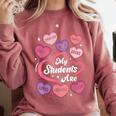 Teacher Positive Affirmations Candy Heart Valentine's Day Comfort Colors Sweatshirt Crimson