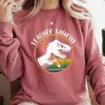 Teacher-Saurus Dinosaur Teacher Design T-Rex Design Comfort Colors Sweatshirt Crimson