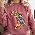 Teacher Shirt Giraffe Holding Books Bookworm Librarian Comfort Colors Sweatshirt Crimson