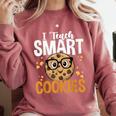 Teacher I Teach Smart Cookies Nerd Comfort Colors Sweatshirt Crimson