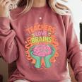 Teacher Teachers Love Brains Halloween Men Women Comfort Colors Sweatshirt Crimson