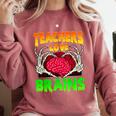 Teacher Teachers Love Brains Skeleton Hand Heart Halloween Comfort Colors Sweatshirt Crimson Teacher Teachers Love Brains Skeleton Hand Heart Halloween Comfort Colors Sweatshirt Crimson