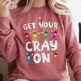 Teacher's Get Your Cray On Dabbing Crayons Comfort Colors Sweatshirt Crimson Teacher's Get Your Cray On Dabbing Crayons Comfort Colors Sweatshirt Crimson