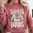Teachers Love Brains Halloween Costume Trick Treat Zombie Comfort Colors Sweatshirt Crimson Teachers Love Brains Halloween Costume Trick Treat Zombie Comfort Colors Sweatshirt Crimson