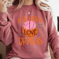 Teachers Love Brains Halloween T-Shirt For Men Women Comfort Colors Sweatshirt Crimson