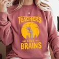Teachers Love Brains Shirt Men Women Halloween Teacher Comfort Colors Sweatshirt Crimson