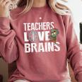 Teachers Love Brains Zombie Halloween Hilarious Comfort Colors Sweatshirt Crimson Teachers Love Brains Zombie Halloween Hilarious Comfort Colors Sweatshirt Crimson