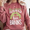 Teachers Love Zombie Teacher Halloween Fun Comfort Colors Sweatshirt Crimson