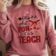 Teachers Oh What Fun It Is To Teach Cute Red Plaid Reindeer Comfort Colors Sweatshirt Crimson Teachers Oh What Fun It Is To Teach Cute Red Plaid Reindeer Comfort Colors Sweatshirt Crimson