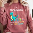 Teachersaurus Like A Normal Teacher But More Awesome Comfort Colors Sweatshirt Crimson