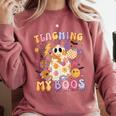 Teaching My Boos Ghost Halloween Costumes Teacher Men Women Comfort Colors Sweatshirt Crimson Teaching My Boos Ghost Halloween Costumes Teacher Men Women Comfort Colors Sweatshirt Crimson