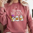 Teaching My Boos Ghost Teacher Halloween Spooky Educator Comfort Colors Sweatshirt Crimson