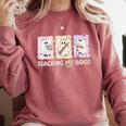 Teaching Is My Boos Teacher Ghost Halloween Women Girls Comfort Colors Sweatshirt Crimson Teaching Is My Boos Teacher Ghost Halloween Women Girls Comfort Colors Sweatshirt Crimson