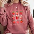 Teaching Is My Jam Strawberry Kinder Team Teacher Comfort Colors Sweatshirt Crimson