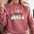 Teaching My Little Boos Teacher Ghost Teacher Halloween For Men Women Kids Comfort Colors Sweatshirt Crimson Teaching My Little Boos Teacher Ghost Teacher Halloween For Men Women Kids Comfort Colors Sweatshirt Crimson