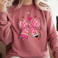 Teaching Is A Work Of Heart Pencil Bow Teacher Valentine Comfort Colors Sweatshirt Crimson