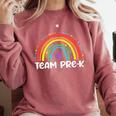 Team Pre-K Teacher Crew Squad Hello Back School Graduation Comfort Colors Sweatshirt Crimson
