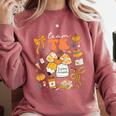Team TK Crew Preppy Coquette Bow Pumpkin Fall TK Teacher Comfort Colors Sweatshirt Crimson
