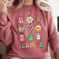 Team TK Teacher Christmas Groovy Smile Face Girl Boy Kid TK Comfort Colors Sweatshirt Crimson Team TK Teacher Christmas Groovy Smile Face Girl Boy Kid TK Comfort Colors Sweatshirt Crimson