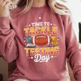 Test Day State Football Tackle Testing Day Sports Teacher Comfort Colors Sweatshirt Crimson