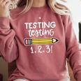 Testing Testing 123 Cute Test Day School Teacher Exam For Men Women Girls Kids Comfort Colors Sweatshirt Crimson Testing Testing 123 Cute Test Day School Teacher Exam For Men Women Girls Kids Comfort Colors Sweatshirt Crimson