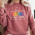 Testing Mode On Testing Day Motivational Teacher Kids Comfort Colors Sweatshirt Crimson