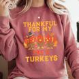 Thankful For My Pre K Turkeys Teacher Thanksgiving Men Women Comfort Colors Sweatshirt Crimson