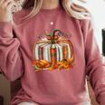 Thanksgiving Book Pumpkin Reading Teachers Fall Lovers Boys Comfort Colors Sweatshirt Crimson