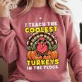 Thanksgiving I Teach Coolest Turkeys Teacher Fall Women Men Comfort Colors Sweatshirt Crimson