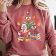 Thanksgiving Teacher Books Turkey Reading Book Comfort Colors Sweatshirt Crimson