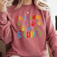 Tiny Human Security Preschool Childcare Teacher Babysitters Comfort Colors Sweatshirt Crimson
