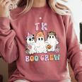 TK Boo Crew Retro Groovy Halloween Floral Ghost TK Teacher Comfort Colors Sweatshirt Crimson TK Boo Crew Retro Groovy Halloween Floral Ghost TK Teacher Comfort Colors Sweatshirt Crimson