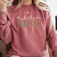 Toddler Teacher Leopard Appreciation For Women For Work Comfort Colors Sweatshirt Crimson