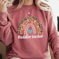 Toddler Teacher Rainbow Leopard Infant Teacher Men Women Comfort Colors Sweatshirt Crimson