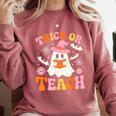 Trick Or Teach Cute Floral Ghost Teacher Halloween Costume Comfort Colors Sweatshirt Crimson Trick Or Teach Cute Floral Ghost Teacher Halloween Costume Comfort Colors Sweatshirt Crimson