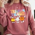 Trick Or Teach Cute Halloween Teacher Comfort Colors Sweatshirt Crimson