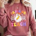 Trick Or Teach Groovy Halloween Teachers Comfort Colors Sweatshirt Crimson Trick Or Teach Groovy Halloween Teachers Comfort Colors Sweatshirt Crimson