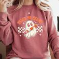 Trick Or Teach Groovy Retro Ghost Halloween Teacher Kids Comfort Colors Sweatshirt Crimson Trick Or Teach Groovy Retro Ghost Halloween Teacher Kids Comfort Colors Sweatshirt Crimson