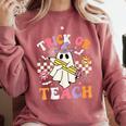 Trick Or Teach Groovy Teacher Halloween Retro Teacher Ghost Comfort Colors Sweatshirt Crimson Trick Or Teach Groovy Teacher Halloween Retro Teacher Ghost Comfort Colors Sweatshirt Crimson