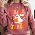 Trick Or Teach Halloween Shirt For Teacher Kids Floral Ghost Comfort Colors Sweatshirt Crimson Trick Or Teach Halloween Shirt For Teacher Kids Floral Ghost Comfort Colors Sweatshirt Crimson