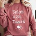 Trick Or Teach Halloween Teacher Shirt Teaching Spider Tee For Men Women Kids Comfort Colors Sweatshirt Crimson