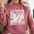 Trick Or Teach Retro Halloween Teacher Look Comfort Colors Sweatshirt Crimson